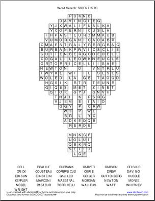 Word Search: Scientists (upper elem/ middle)