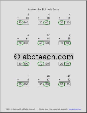 Math: Estimate Sums Packet  (elem)
