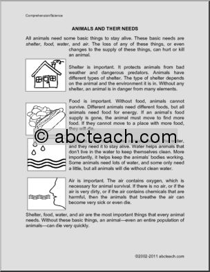 Comprehension: Animals and Their Needs