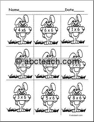 Multiplication x 6 (bunny theme) Flashcards