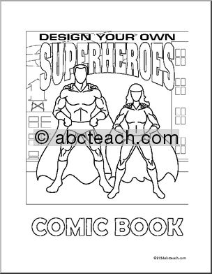 Template: Comic Book – DYO Superheroes (b&w) (multi-age)