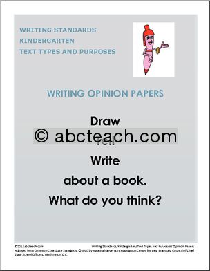 Writing Standards Poster Set – Kindergarten Text Types and Purposes Common Core