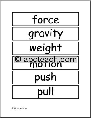 Word Wall: Physics – Force & Motion