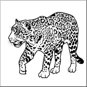Clip Art: Big Cats: Jaguar B&W