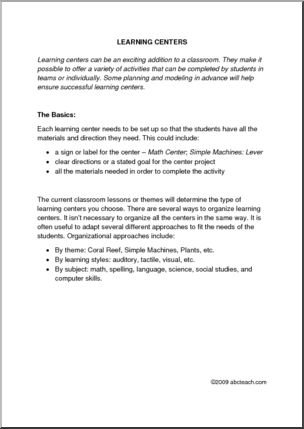 How to… Use Learning Centers in the Classroom