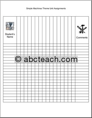 Assignment Forms: Simple Machines (all ages)