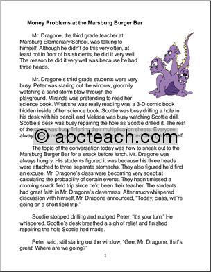 Mini-Unit: Math Problems at the Marsburg Burger Bar