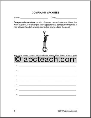 Worksheet: Compound Machines (upper elem)