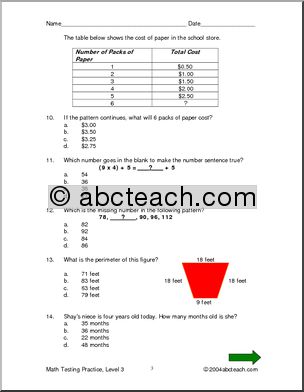 Math (Level 3) Testing Practice