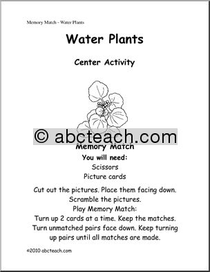 Memory Game: Water Plants (b/w) (upper elem/middle)