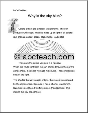 Comprehension: Why is the sky blue? (primary/elem)