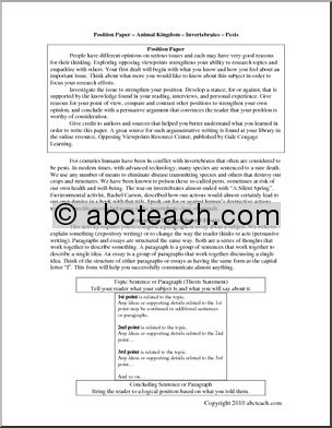 Writing: Position Paper on Pests (middle/high)