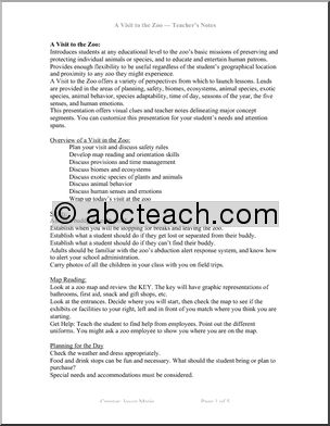 PowerPoint: Presentation with Audio: A Visit to the Zoo: Teachers Notes