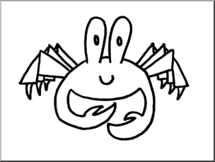 Clip Art: Cute Crab B&W