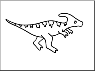 Clip Art: Cute Dinos Parasaurolophus B&W