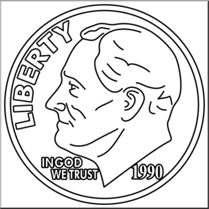 Clip Art: Dime Front B&W