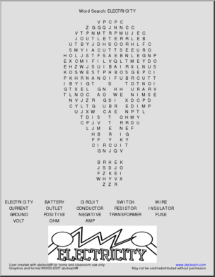Word Search: Electricity (medium)
