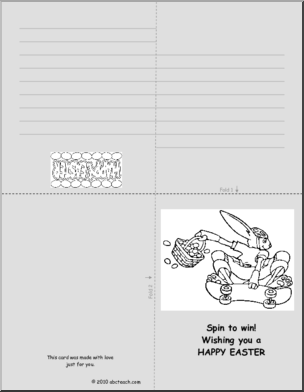 Greeting Card: Easter Skateboarding Bunny (foldable) (elementary)