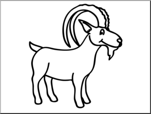 Clip Art: Basic Words: Ibex B&W Unlabeled
