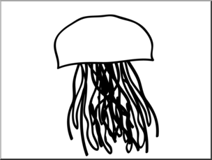 Clip Art: Basic Words: Jellyfish B&W Unlabeled
