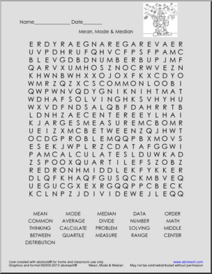 Word Search: Mean, Mode, & Median (upper el/middle)