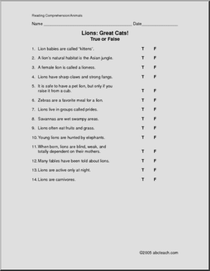 Unit: Lions (elementary/ upper elementary)
