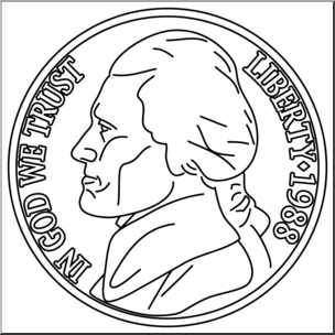 Clip Art: Nickel Front B&W