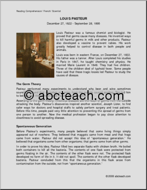 Biography: Louis Pasteur (upper elem/middle)