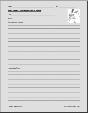 Book Report Form: Pirates