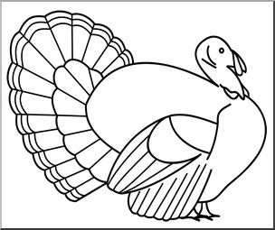 Clip Art: Turkey 2 B&W