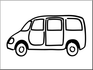 Clip Art: Basic Words: Van B&W Unlabeled